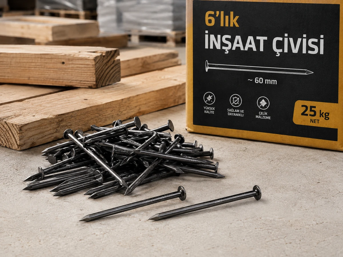 Ankara 6'lık inşaat çivisi 60 mm ve 25 kg koli ürün görünümü