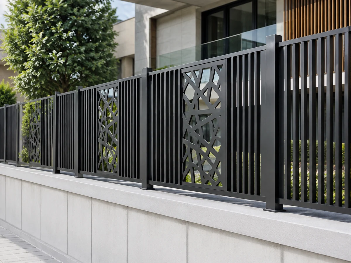 Modern dekoratif metal çit ve bahçe çevreleme uygulaması