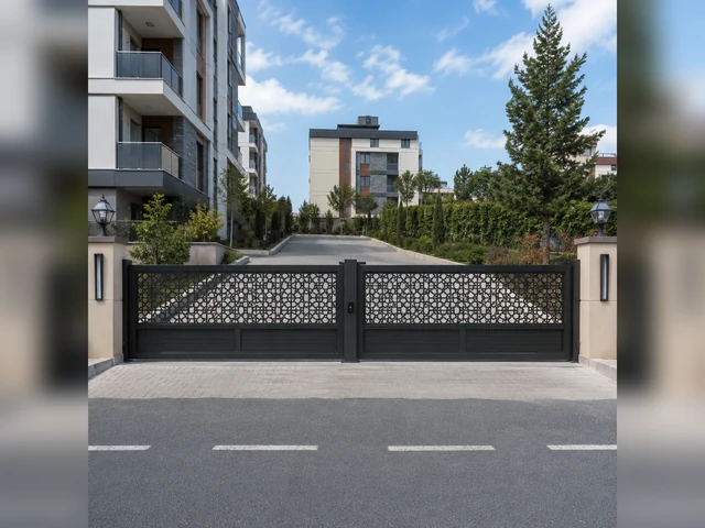 Demir site ve apartman otopark kapısı – kontrollü araç girişi modeli