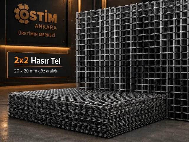 2x2 hasır tel Ankara 20 x 20 mm göz aralıklı puntalı kare tel panel