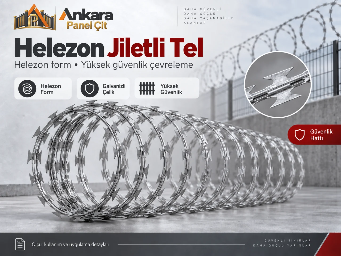 Helezon jiletli tel yüksek güvenlik çevreleme uygulaması