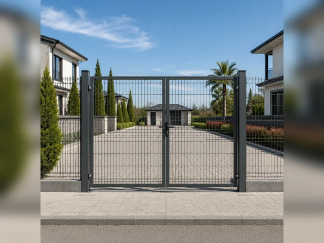 Panel çit çift kanatlı site ve bahçe araç giriş kapısı
