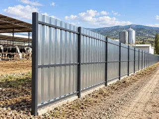 Mandıra, çiftlik ve tarımsal işletme çevresinde galvanizli trapez sac model.
