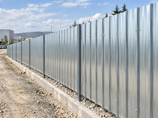 Proje ve fabrika inşaat sahalarında galvanizli trapez sac çevreleme.